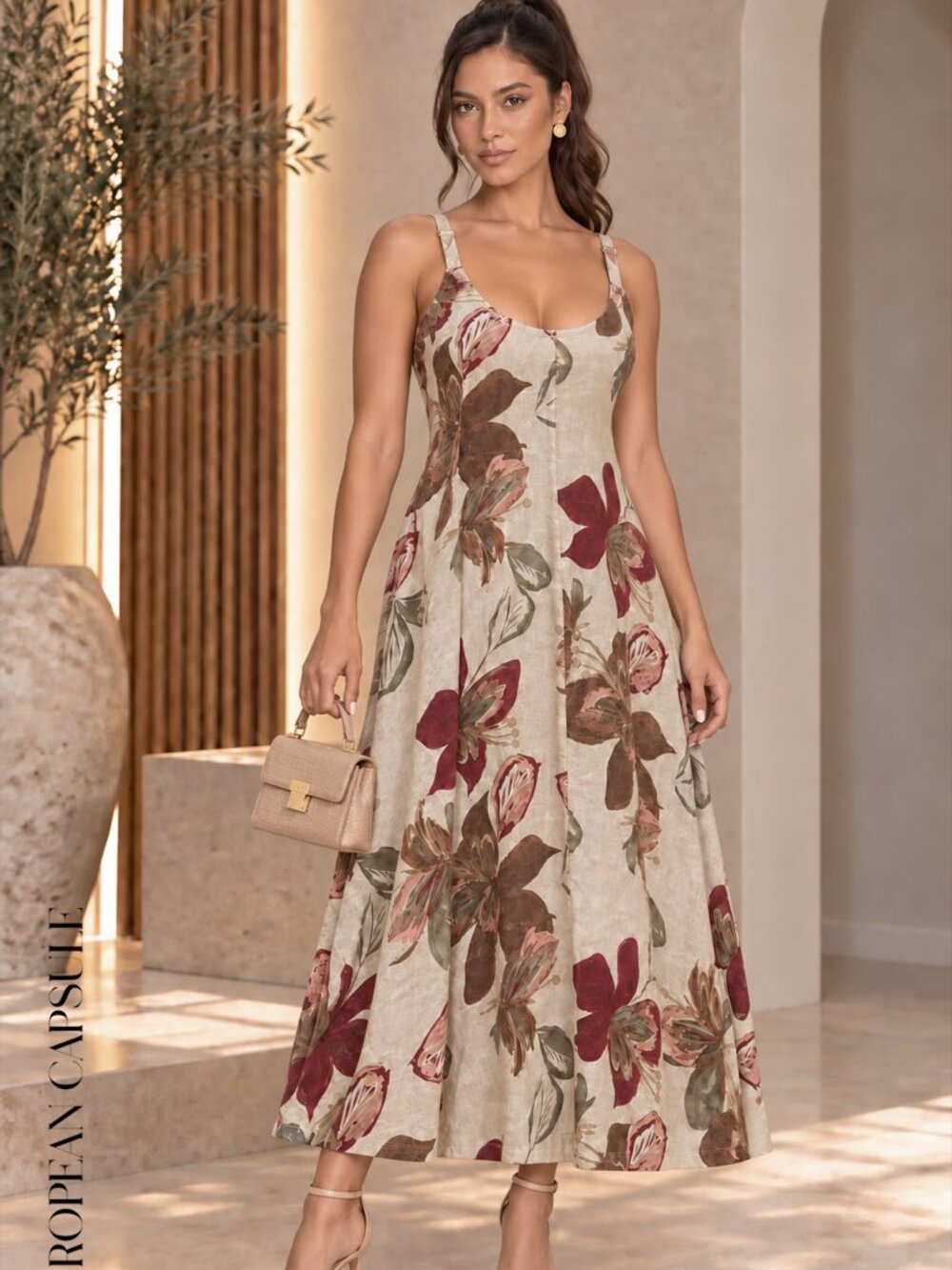 100% Italian Linen Cagliari Dress- Floral Print